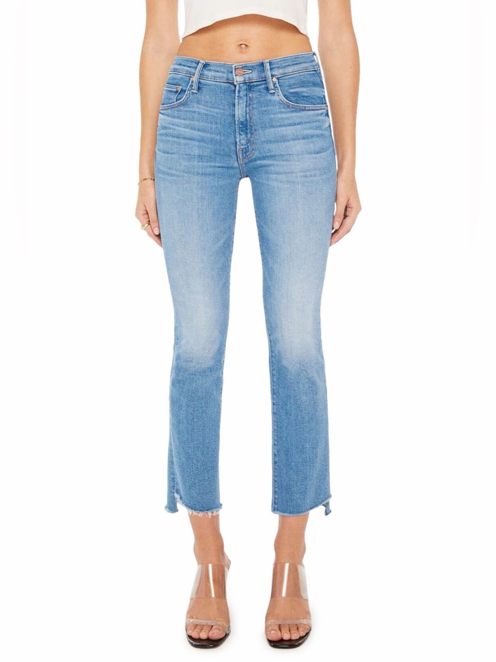 MOTHER The Insider High Waist Step Frayed Hem Crop Jeans